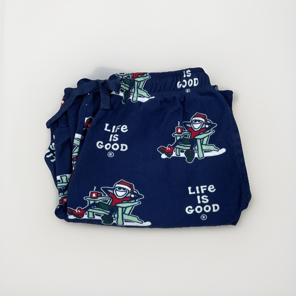 Unisex‎ LIFE IS GOOD Flannel Drawstring Pajama LOUNGE PANT Small